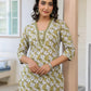 Janasya Dark Cotton Floral Straight Kurta Set | Swadesiicart