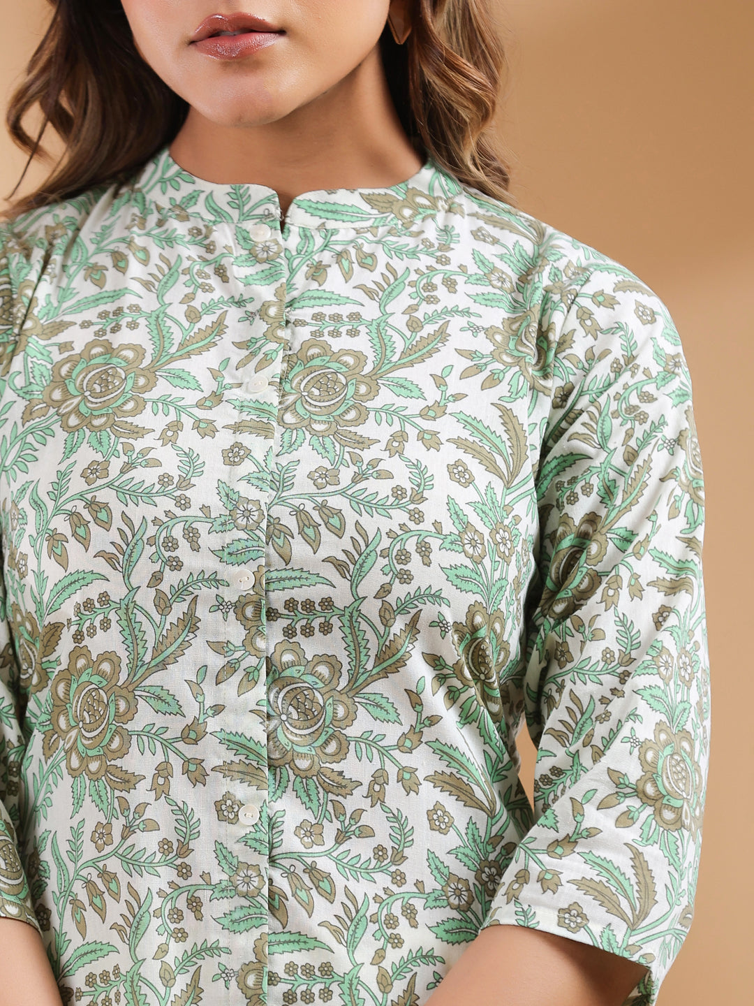 Janasya Light Cotton Floral Straight Kurta Set | Swadesiicart