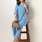 Janasya Light Cotton Solid A-Line Top & Bottom Set | Swadesiicart