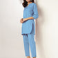 Janasya Light Cotton Solid A-Line Top & Bottom Set | Swadesiicart