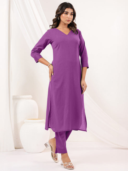 Janasya Light Cotton Solid Straight Kurta Set | Swadesiicart