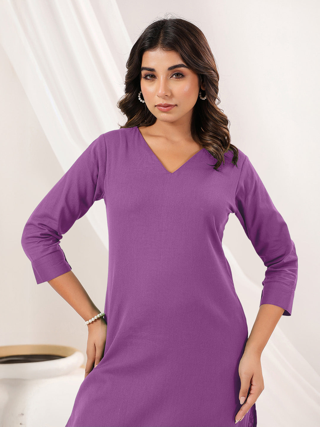 Janasya Light Cotton Solid Straight Kurta Set | Swadesiicart