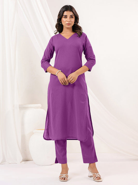 Janasya Light Cotton Solid Straight Kurta Set | Swadesiicart