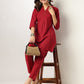 Janasya Dark Cotton Solid A-Line Top & Bottom Set | Swadesiicart