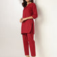 Janasya Dark Cotton Solid A-Line Top & Bottom Set | Swadesiicart