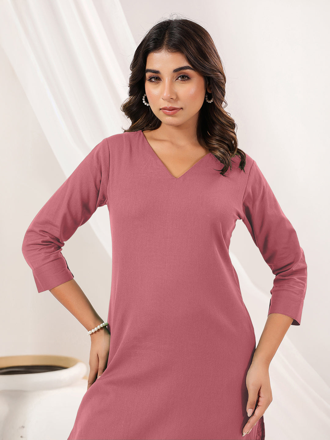 Janasya Light Cotton Solid Straight Kurta Set | Swadesiicart