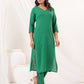 Janasya Dark Cotton Solid Straight Kurta Set | Swadesiicart