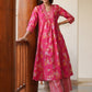 Janasya Bright Cotton Floral A-Line Kurta Set | Swadesiicart