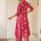 Janasya Bright Cotton Floral A-Line Kurta Set | Swadesiicart