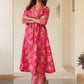 Janasya Bright Cotton Floral A-Line Kurta Set | Swadesiicart