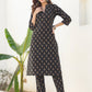 Janasya Dark Cotton Floral Straight Kurta Set | Swadesiicart