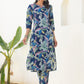 Janasya Dark Cotton Floral Straight Kurta Set | Swadesiicart