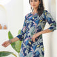 Janasya Dark Cotton Floral Straight Kurta Set | Swadesiicart