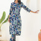 Janasya Dark Cotton Floral Straight Kurta Set | Swadesiicart