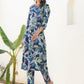 Janasya Dark Cotton Floral Straight Kurta Set | Swadesiicart