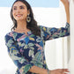 Janasya Dark Cotton Floral Straight Kurta Set | Swadesiicart