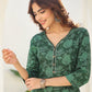 Janasya Dark Cotton Floral Straight Kurta Set | Swadesiicart