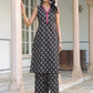 Janasya Dark Cotton Floral Straight Kurta Set | Swadesiicart