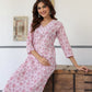 Janasya Light Cotton Floral Straight Kurta Set | Swadesiicart