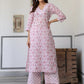 Janasya Light Cotton Floral Straight Kurta Set | Swadesiicart