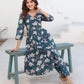 Janasya Dark Cotton Floral A-Line Kurta Set | Swadesiicart