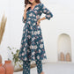Janasya Dark Cotton Floral A-Line Kurta Set | Swadesiicart
