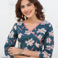 Janasya Dark Cotton Floral A-Line Kurta Set | Swadesiicart