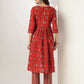 Janasya Dark Cotton Floral A-Line Kurta Set | Swadesiicart