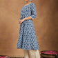 Janasya Dark Cotton Paisley Anarkali Kurta Set | Swadesiicart