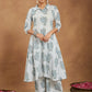 Janasya Light Cotton Floral A-Line Kurta Set | Swadesiicart