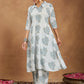 Janasya Light Cotton Floral A-Line Kurta Set | Swadesiicart