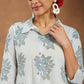 Janasya Light Cotton Floral A-Line Kurta Set | Swadesiicart