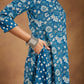 Janasya Dark Cotton Floral A-Line Kurta Set | Swadesiicart