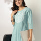 Janasya Light Cotton Yoke Embroidery A-Line Kurta | Swadesiicart