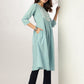 Janasya Light Cotton Yoke Embroidery A-Line Kurta | Swadesiicart