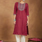 Janasya Dark Rayon Embroidered Straight Kurta - Swadesiicart