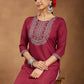 Janasya Dark Rayon Embroidered Straight Kurta - Swadesiicart