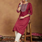 Janasya Dark Rayon Embroidered Straight Kurta - Swadesiicart