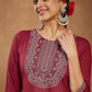 Janasya Dark Rayon Embroidered Straight Kurta - Swadesiicart