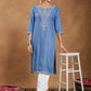 Janasya Light Rayon Blend Embroidered Straight Kurta - Swadesiicart