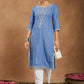 Janasya Light Rayon Blend Embroidered Straight Kurta - Swadesiicart