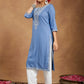 Janasya Light Rayon Blend Embroidered Straight Kurta - Swadesiicart