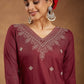 Janasya Dark Rayon Embroidered Straight Kurta - Swadesiicart