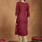 Janasya Dark Rayon Embroidered Straight Kurta - Swadesiicart