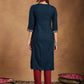 Janasya Dark Rayon Embroidered Straight Kurta - Swadesiicart