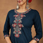 Janasya Dark Rayon Embroidered Straight Kurta - Swadesiicart
