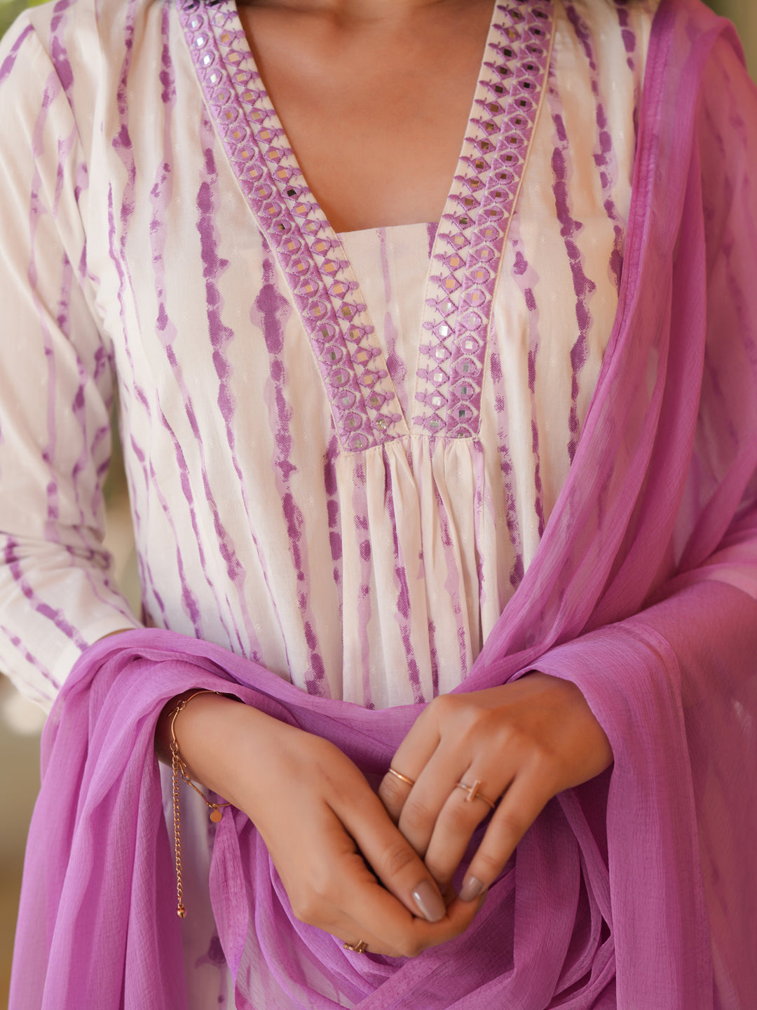 Janasya Light Cotton Tie & dye A-Line Kurta Set | Swadesiicart