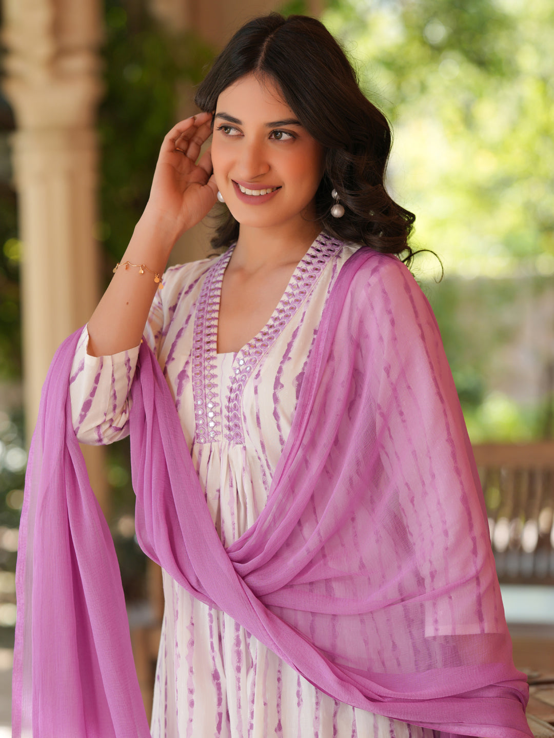 Janasya Light Cotton Tie & dye A-Line Kurta Set | Swadesiicart