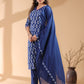 Janasya Dark Cotton Ethnic Motifs Straight Kurta Set | Swadesiicart