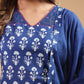 Janasya Dark Cotton Ethnic Motifs Straight Kurta Set | Swadesiicart